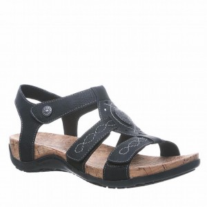 Bearpaw Ridley Wide Sandalen Damen Schwarz | FIS4469DW