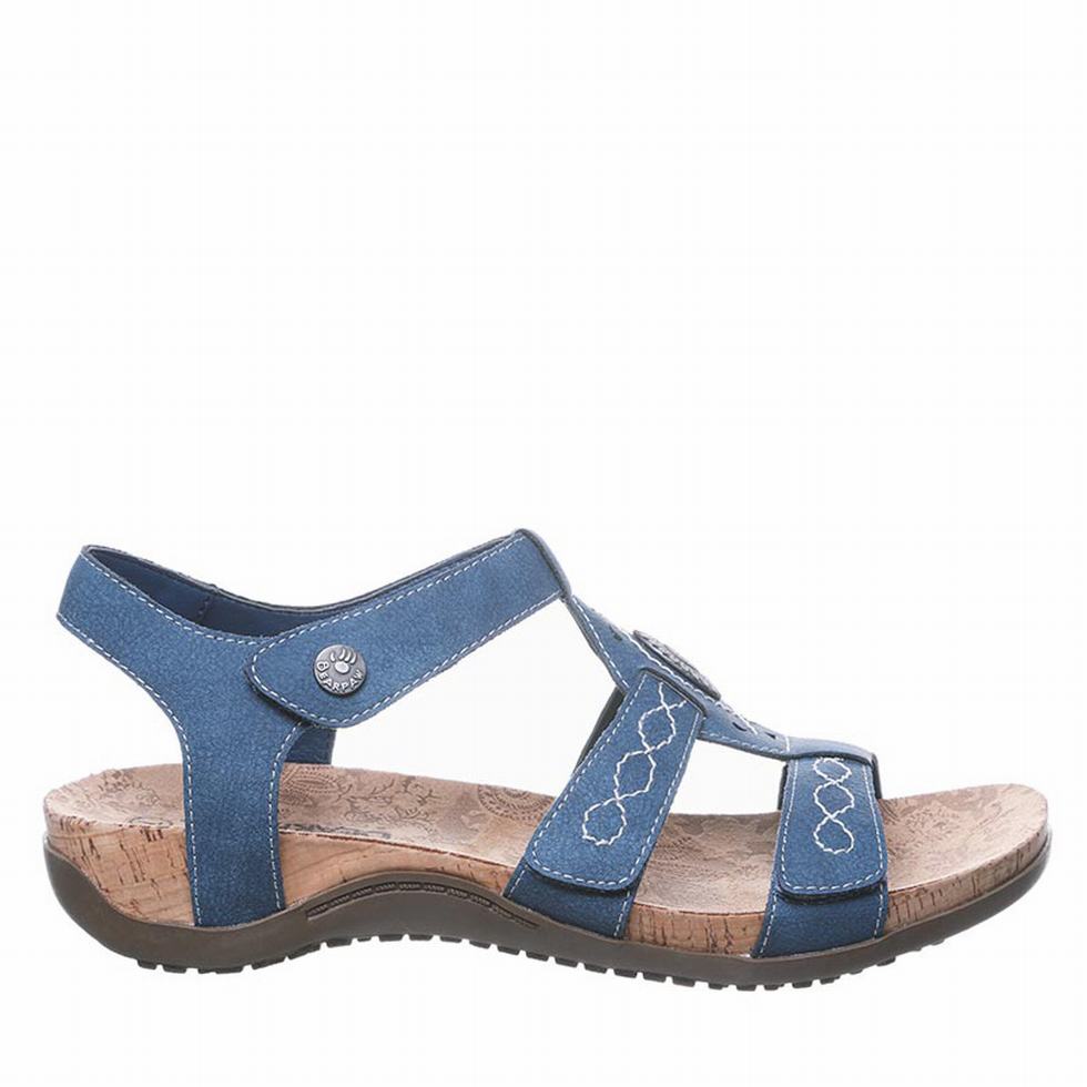 Bearpaw Ridley Wide Sandalen Damen Blau | OWU4761YA